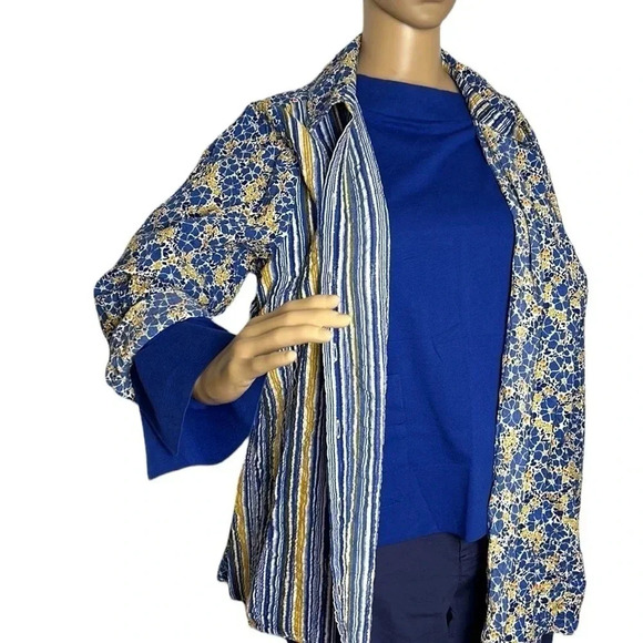 HABITAT tunic,blouse, NEW!women M,L & XL.,textured, crinkled, stripes,Lagenlook - Picture 1 of 15